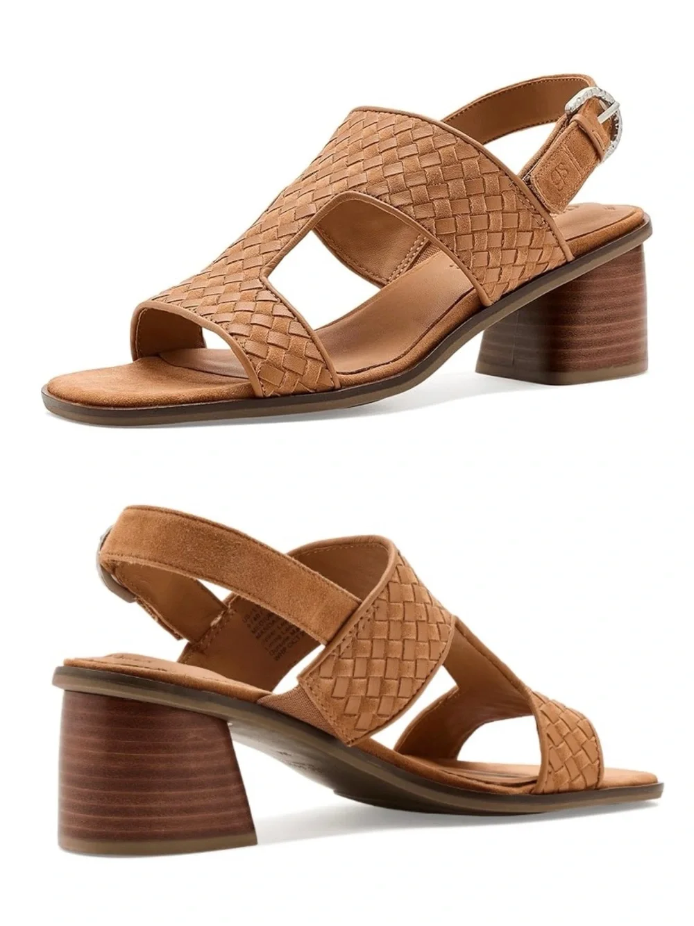 $189 Gentle Souls Manda Brown Woven Leather Square Toe Block Heels Sandals Sz 9
